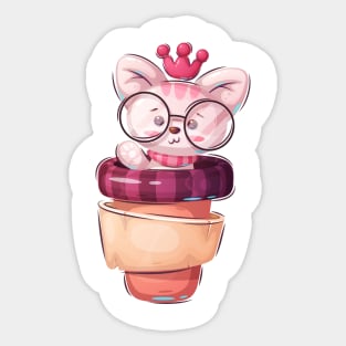 Queen Cat Funny cartoon concept art Sticker